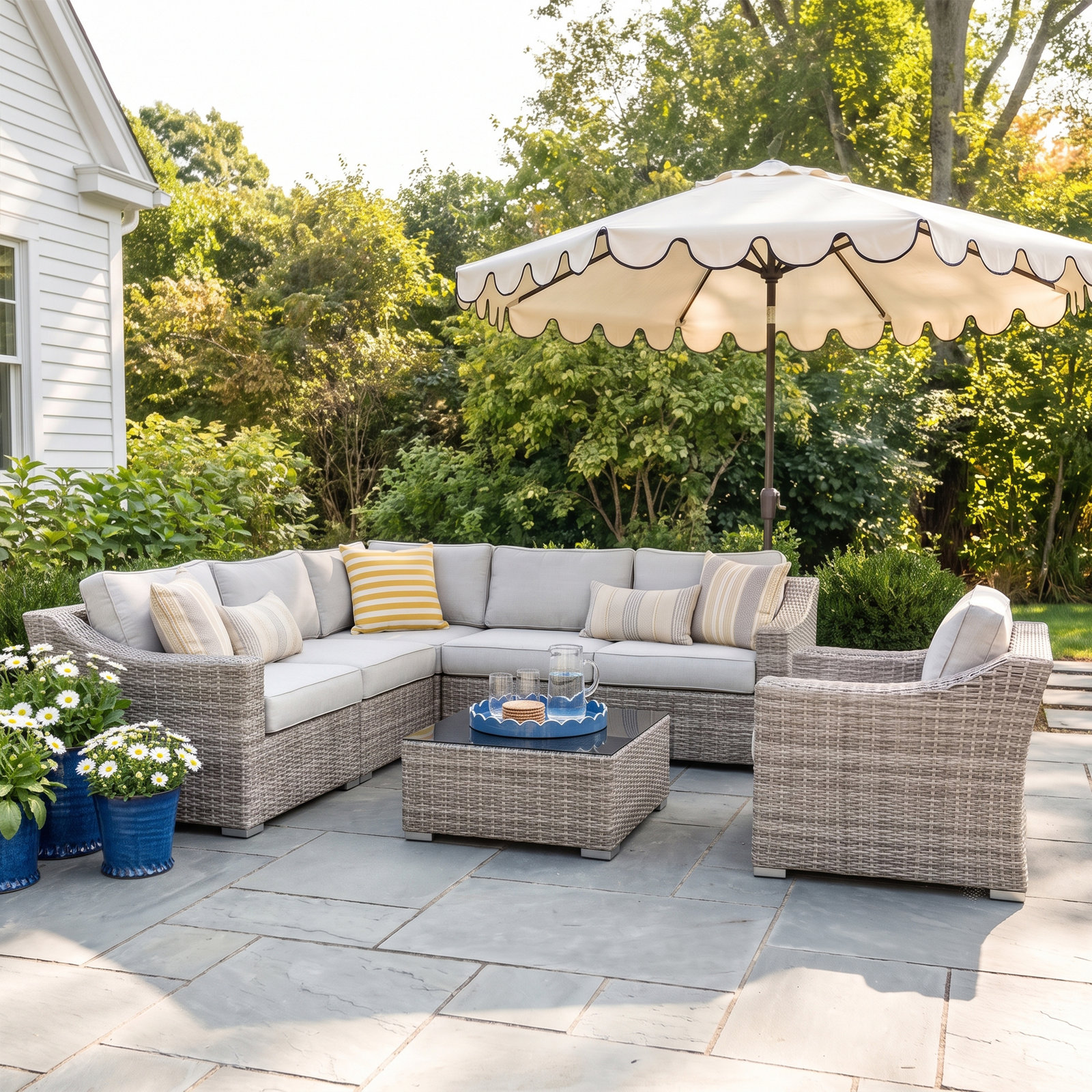 Saffi 5-Person Sunbrella® Patio Seating Group, Mixed Gray, Sunbrella Canvas