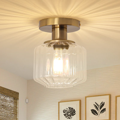 Plafonnier semi-encastré en verre 1 lumière
