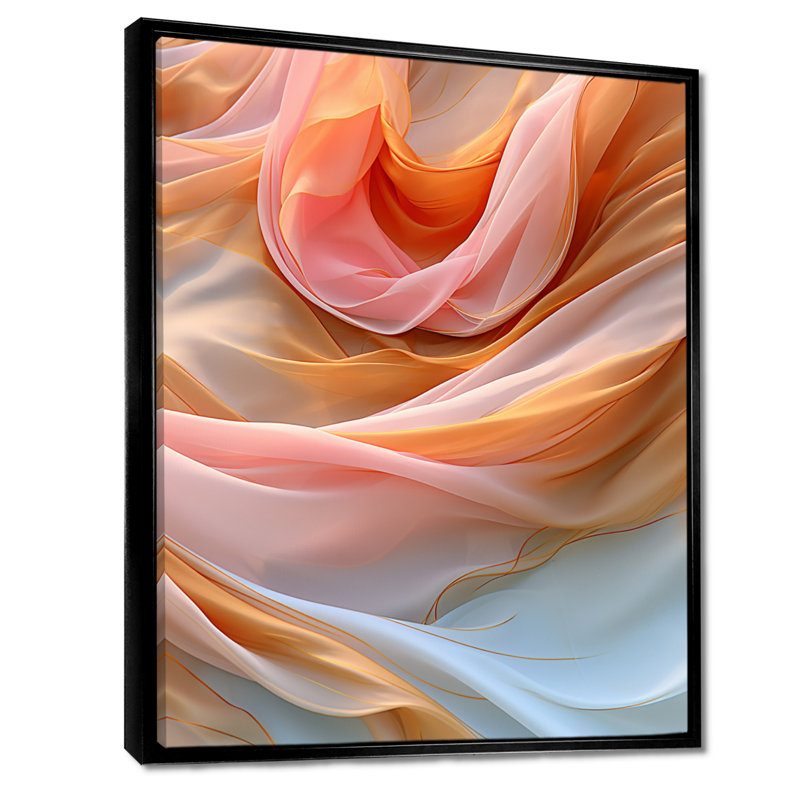 «Orange Streams», art mural, H 32 po x l 16 po x P 1 po, Toile avec cadre flottant noir