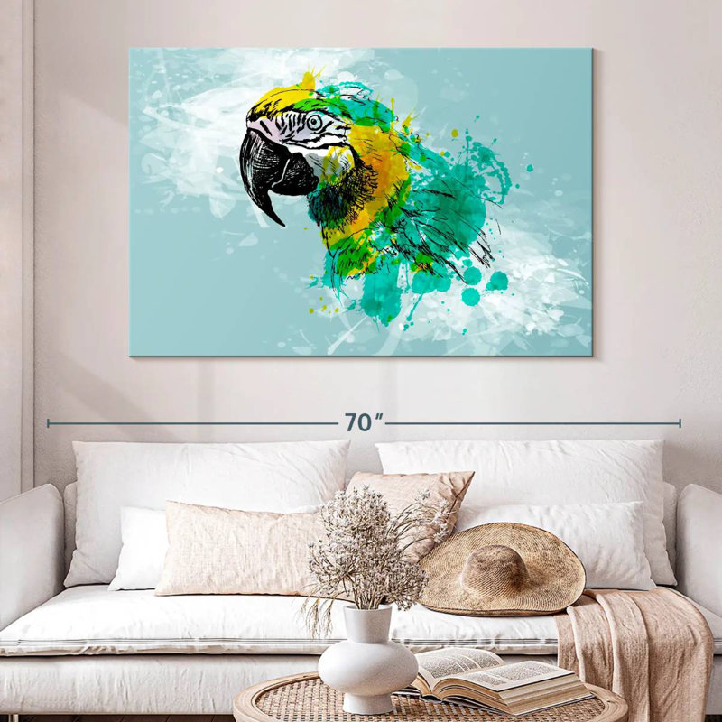 Brampt Multicolored Abstract Macaw, 34" H x 51" W