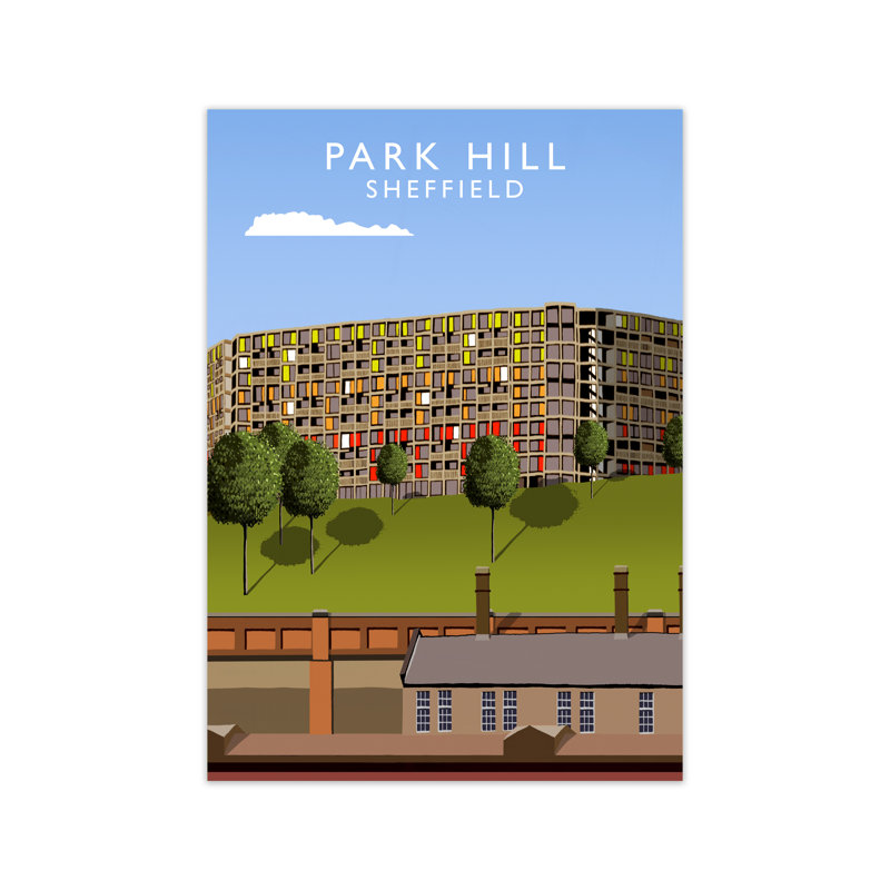Park Hill Sheffield by Richard O'Neill - Print, 84.1 cm H x 59.4 cm W x 3 cm D