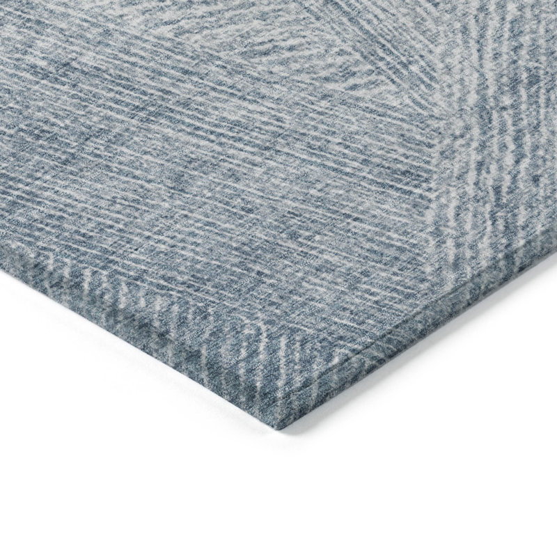Tapis extérieur lavable abstrait bleu et ivoire 8 pi x 10 pi Denim