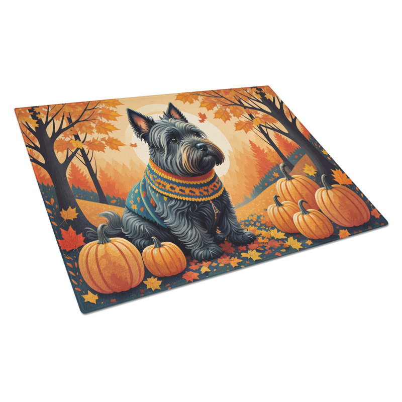 Scottish Terrier Fall Glass Cutting Board Large