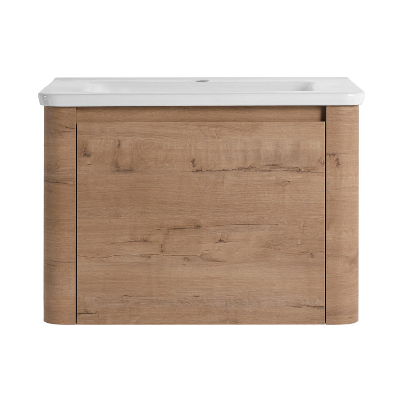Meuble-lavabo mural avec lavabo en céramique et porte à fermeture en douceur, emballage KD, contreplaqué, 28"