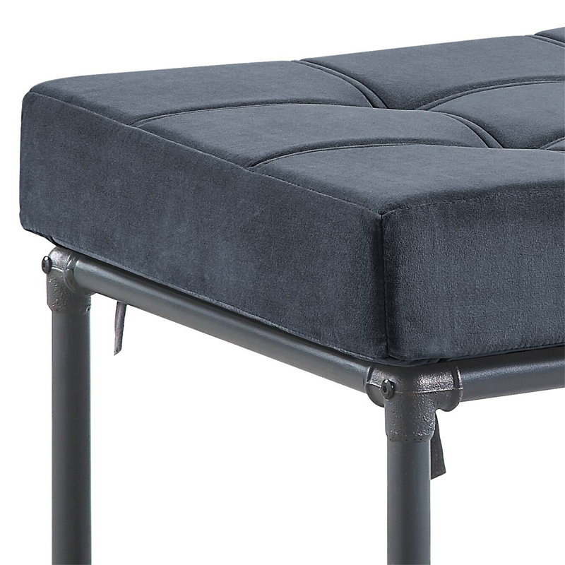 Repose-pieds Brantley en velours gris et gris sablé (y compris le repose-pieds seulement)