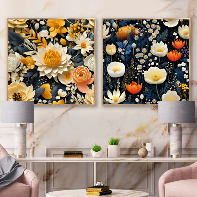 Palermo - Ensemble de 2 collages floraux carrés