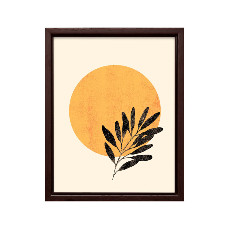 Soleil géométrique, Canevas, H 11 po x l 14 po, Encadrement brun