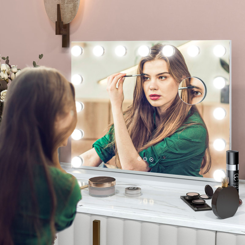 Miroir de salle de bain avec miroir Hollywood, 22,8 po x 18,9 po