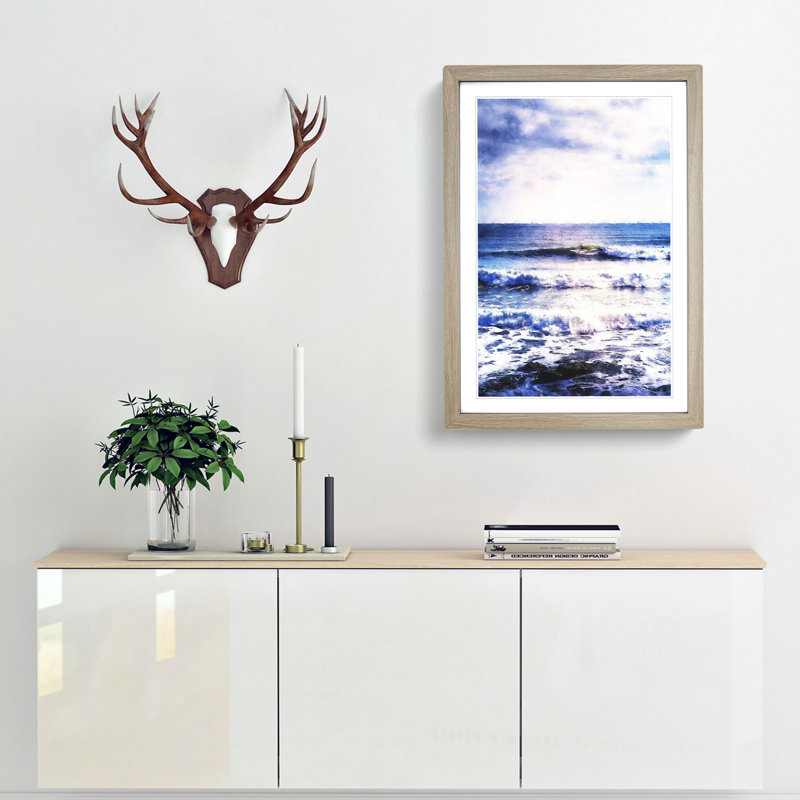 Surfing in Rhode Island - Framed Print, Oak Framed, 45cm H x 33cm W x 2cm D