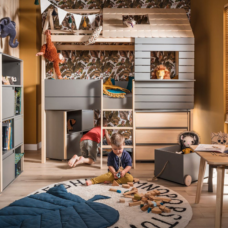 Porter Kids European Single (90 X 200cm) Loft Bed, Grey