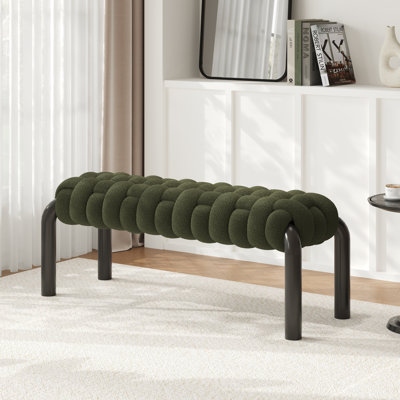 Banc de lit 47 po en tissu tressé Teddy