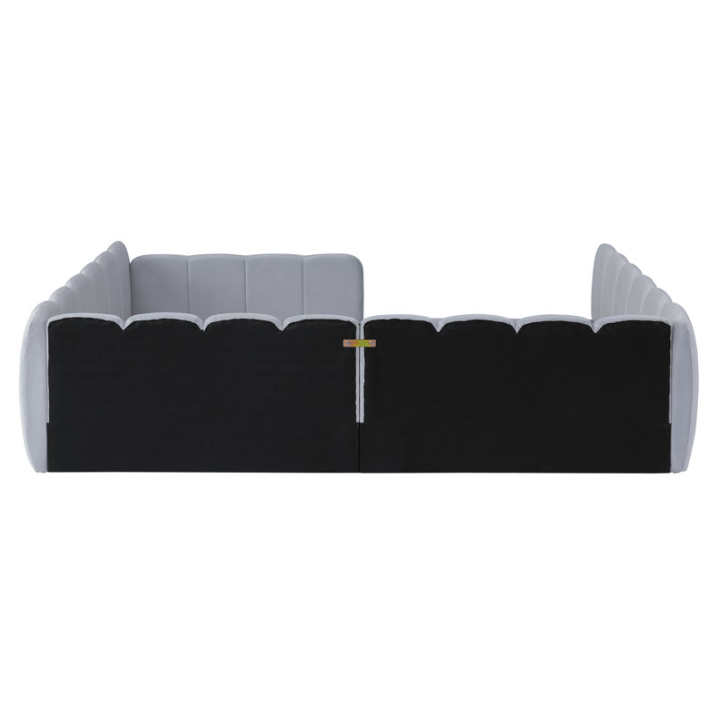 Lit double tapissier Montessori, Gray
