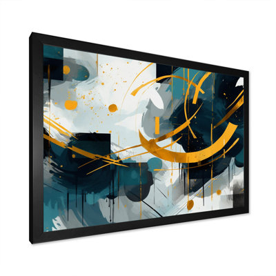 Formes sarcelle dorées en harmonie sur toile