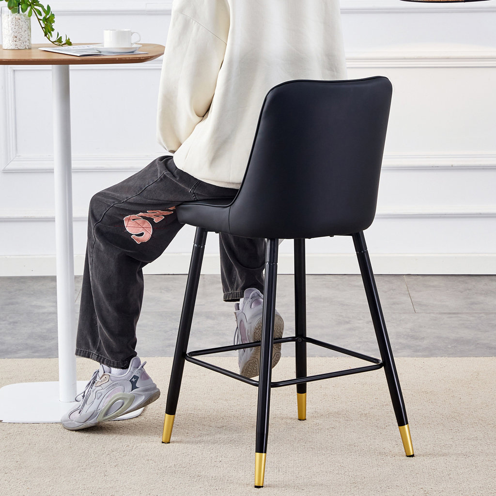 Mercer41 Modern PU Bar Stool with Comfortable Resting Beam - Wayfair Canada