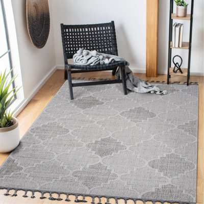 5X7 White/Grey /Trellis Indoor/Outdoor Area Rug