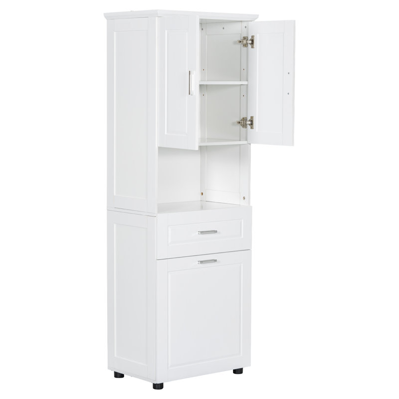 Grande armoire de rangement pour salle de bain avec panier à linge