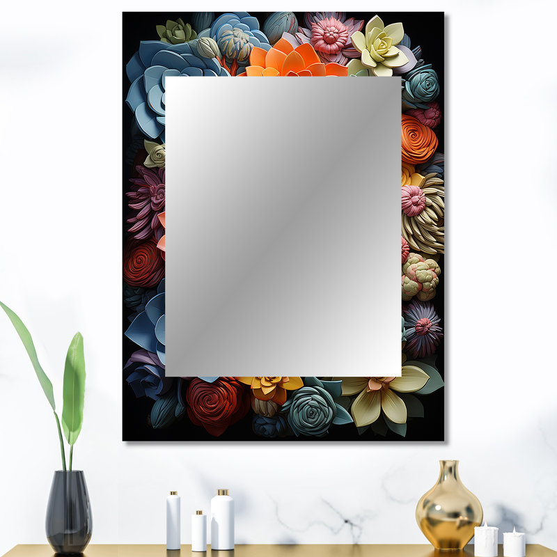 «Colorful Succulents Natures Resilience - Succulent Unique Wall Mirror, Traditional, Art imprimé sur métal, 40 po x 30 po