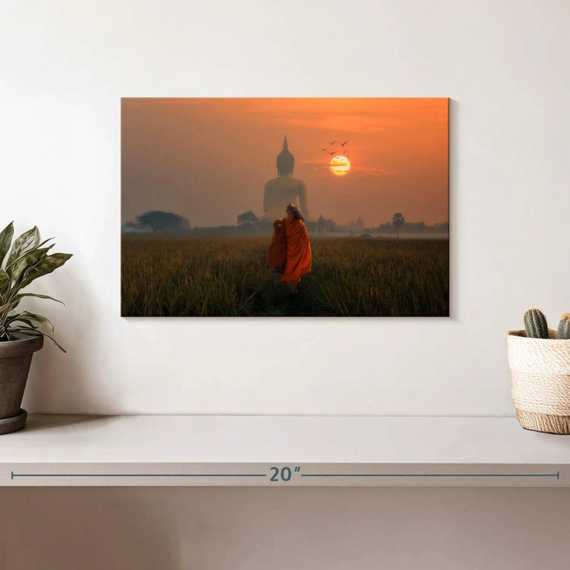 Adella Monk Behind Big Buddha, 8" H x 12" W