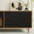 78.74-Inch TV Stand With 4 Storage Cabinets And Arched Glass Doors Suitable For Tvs 85 Inches And Under