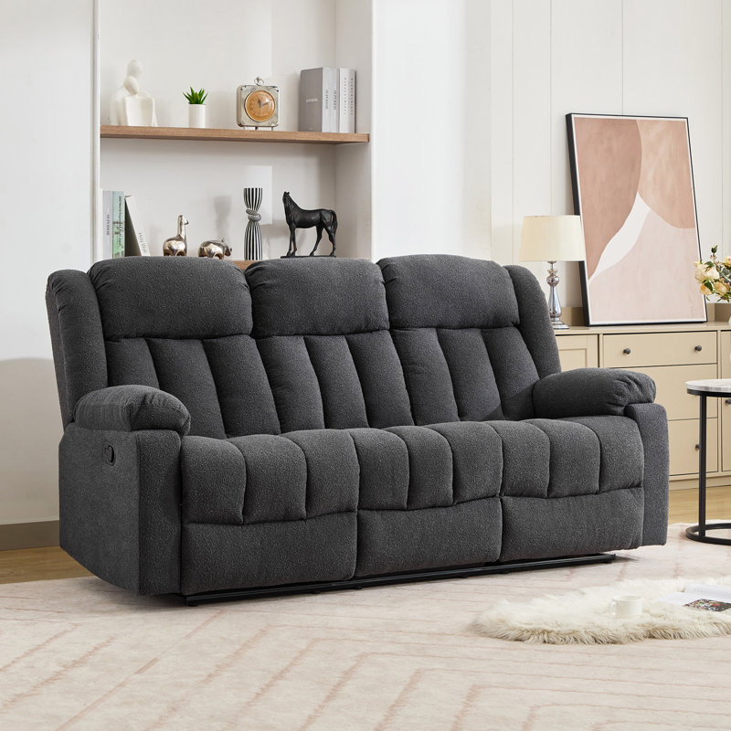 Berroa 3 Seat Recliner Sofa with Central Console, Dark Grey
