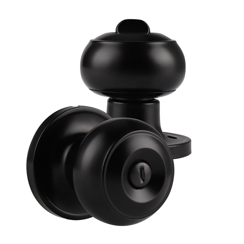 Privacy Door Knobs with Round Rosette, Black, Passage (Hall & Closet)