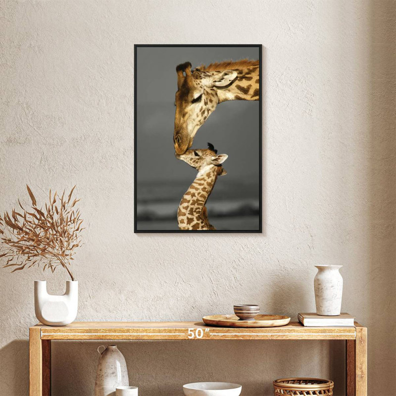 Famille de girafes Masai Mara, Cadre flottant noir, 21 po x 31 po
