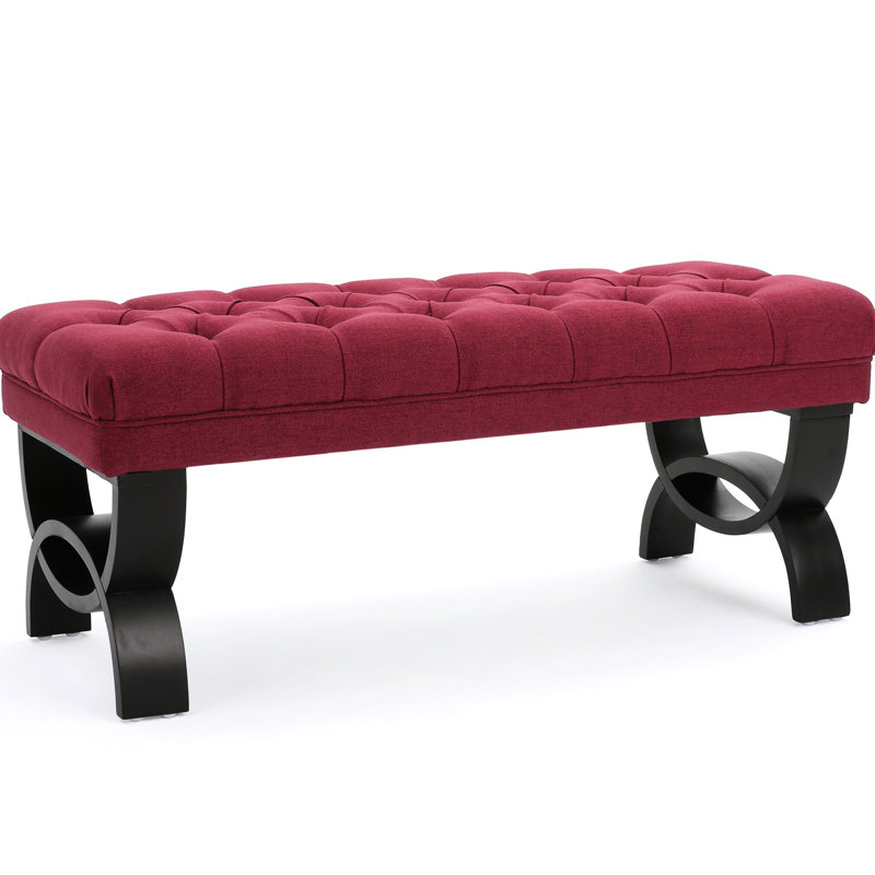 Chic Red Fabric With Diamond Stitching And Stylish Half-Circle Legs Stunning Modern Design Classic Button Tufting