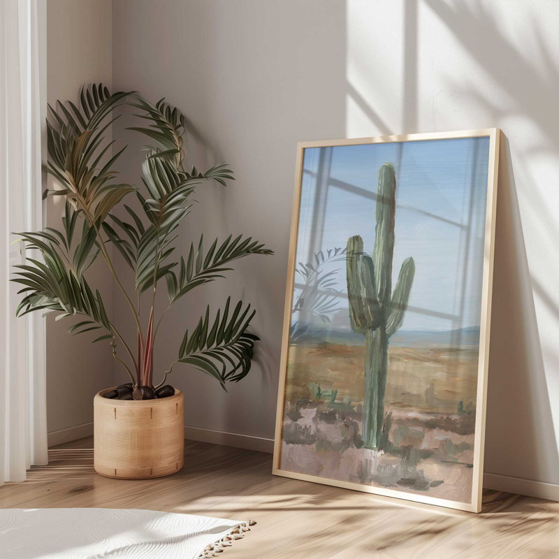 Cactus Saguaro intemporel I, Encadrement ouvert, zinc vieilli, H 15,25 po x l 12,25 po