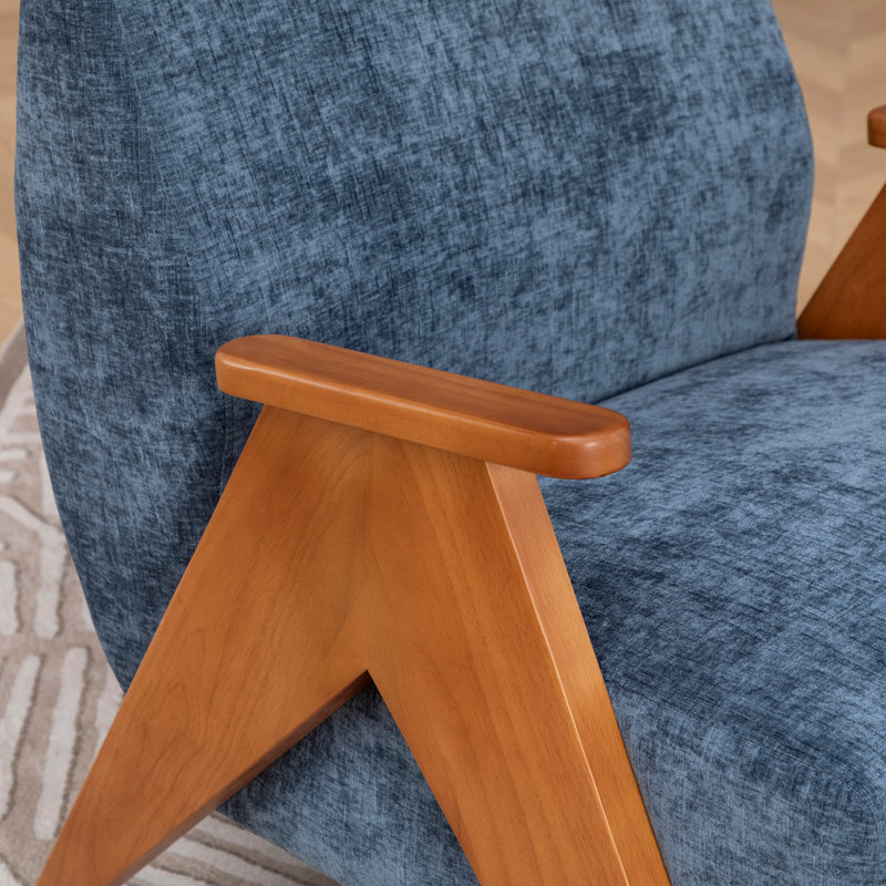 69.9Cm Wide Chenille Armchair, Blue Chenille