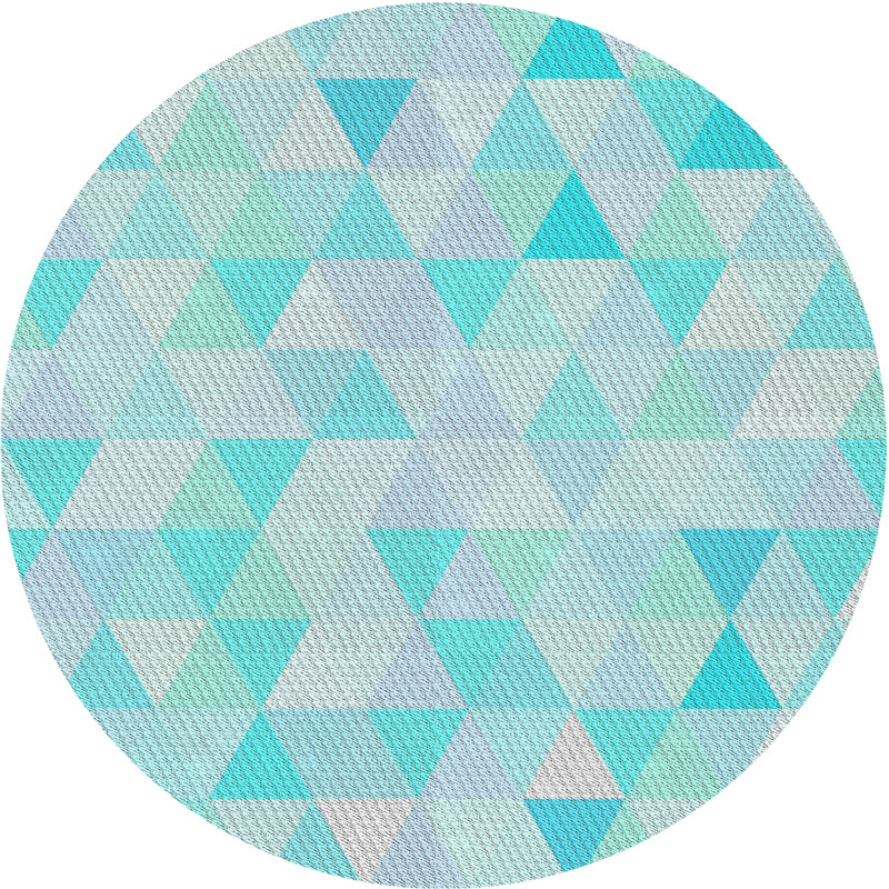 Tapis de zone turquoise à motifs, Rond 6 pi