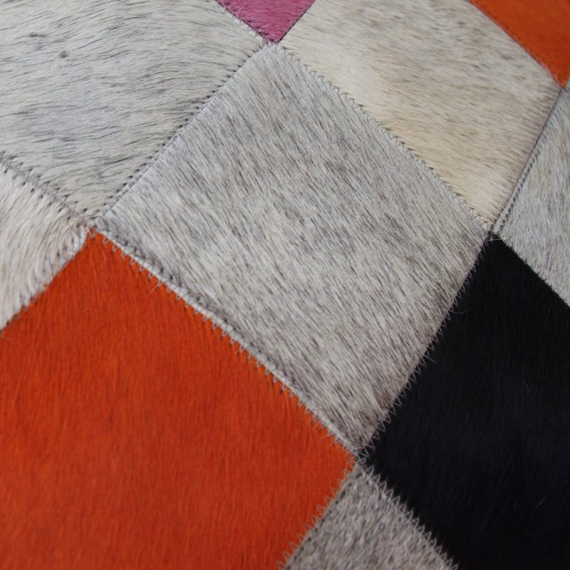 Falling Squares Cowhide Argyle Area Rug, Rectangle 5'2" x 6'6"