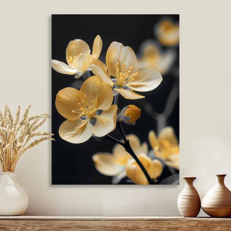 Fleur de pommier jaune «Wonders I», art mural «Apple Blossom», Sans cadre, métal, H 12 po x l 20 po