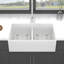 Station de travail blanche Farmhouse Sink - Évier de cuisine à double cuve en céramique blanche 33 pouces