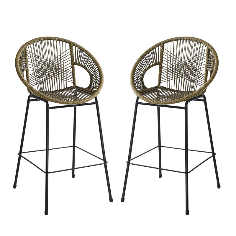 De 2 faux pour patio extérieur, fabriqués en PE de haute qualité, sièges ergonomiques, motif tissé élégant, utilisation polyvalente, cadre de patio, PE, détails exquis, cadre, réglages multiples appropriés