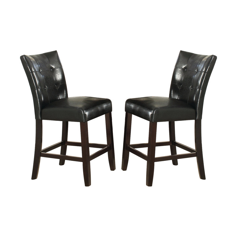2 pièces de chaises de salle à manger en cuir noir avec dossier et structure en bois massif pour une expérience agréable