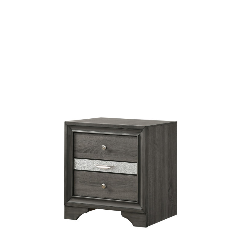 Élégante table de chevet grise avec table de chevet spacieuse à finition intérieure et rangement: ajout pratique et esthétique