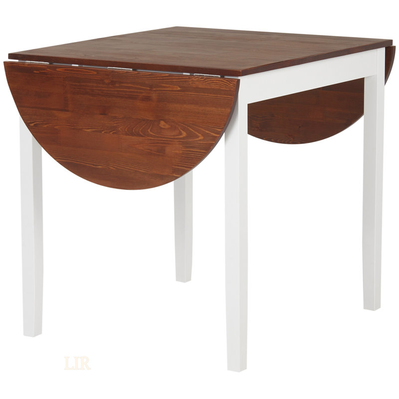 Table de salle à manger à abattants en bois massif à conception rabattable et peu encombrante pour les petites cuisines et appartements, brun