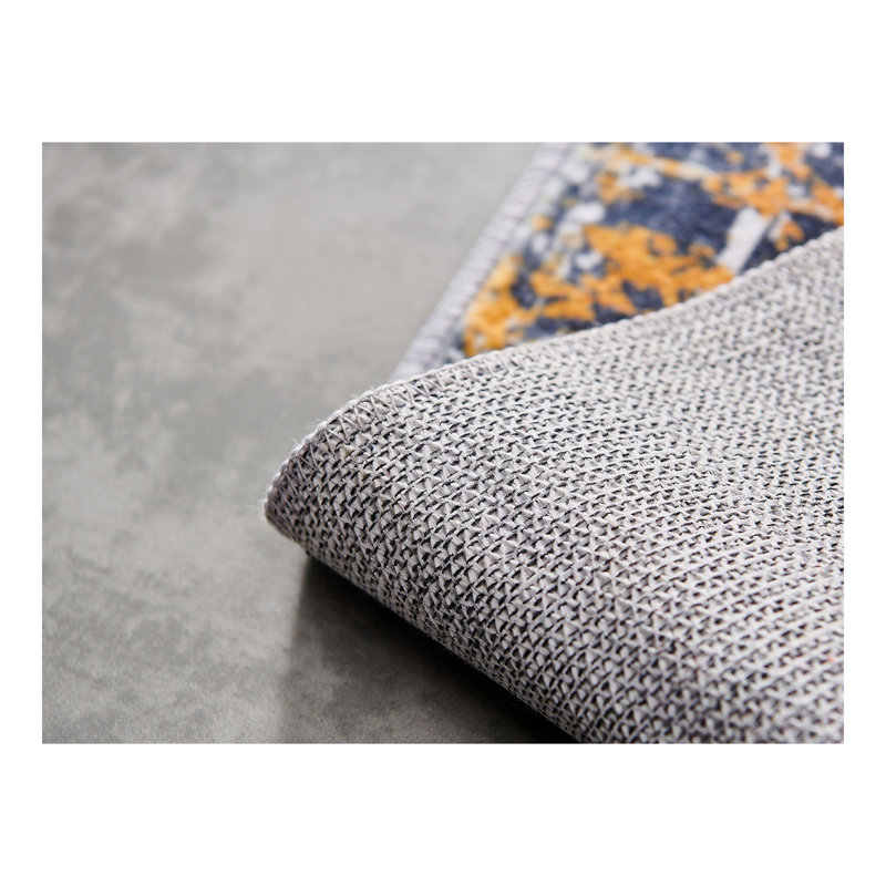Collection Abstract Design Turquoise Gray Rust Machine Washable Super Soft Area Rug, Rectangle 2' x 3'