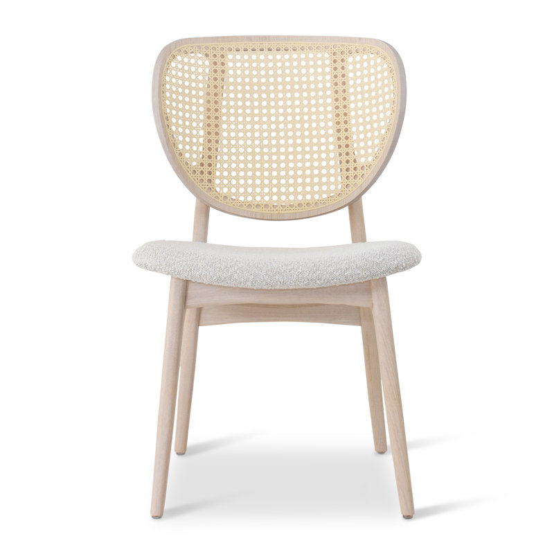 Modern Brazilian Upholstered Dining Chair, Crafted Glaze Performance Boucle/Nevoa