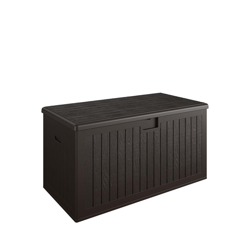 COSCO Dark Brown Lockable Resin Deck Box with Storage Divider