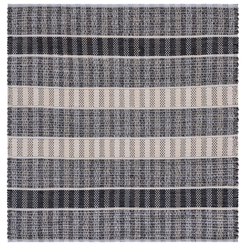 Braided 764 Hand Woven Cotton Pile Striped Rug, Rectangle 6' x 9'