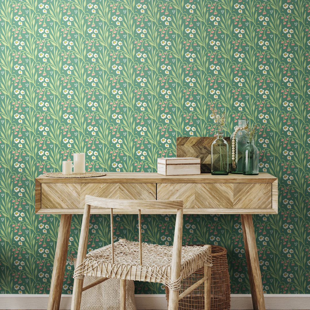 Meadow Stripe Spring Bloom Smooth Matt Wallpaper