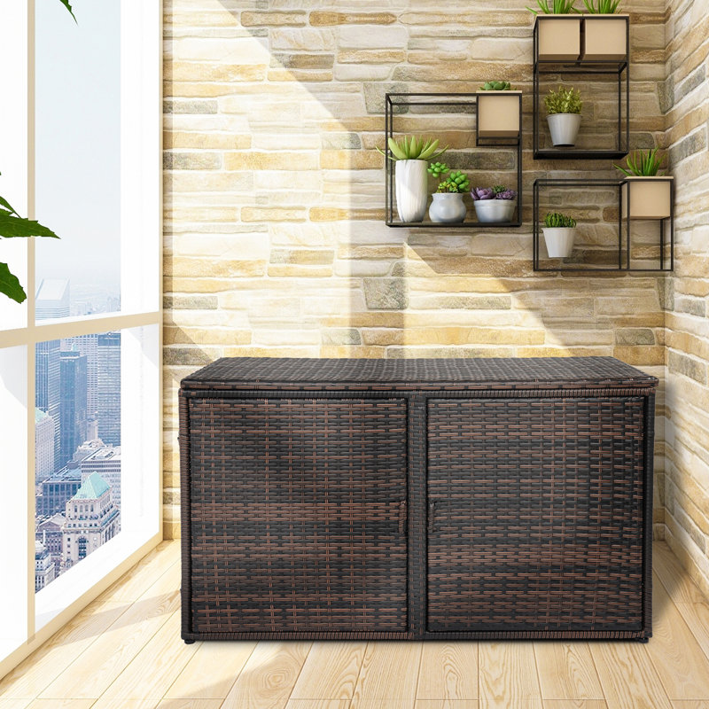 Winado 96 Gallons Gallon Wicker Deck Box in Brown