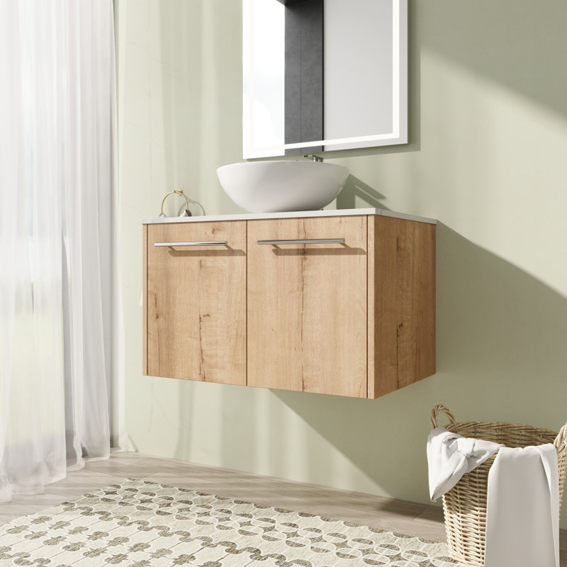 Meuble-lavabo simple mural 30 po avec comptoir en céramique