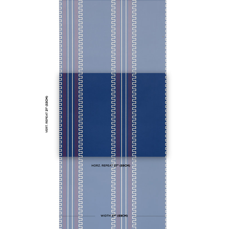 Schumacher x Mary McDonald Greco Stripe Wallpaper, Navy