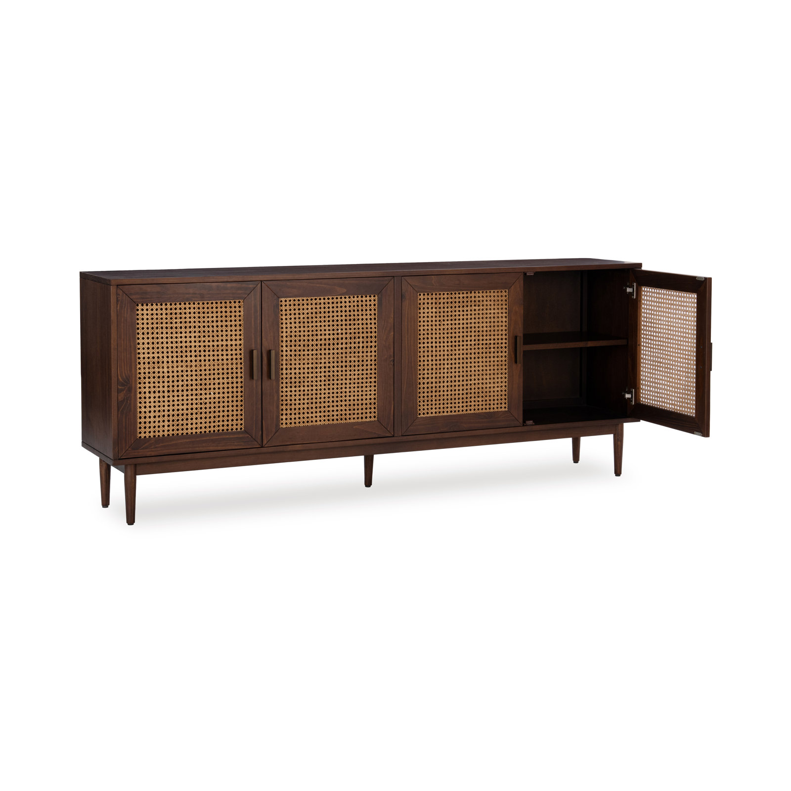 Genie Solid Wood 4-Door Sideboard, Walnut