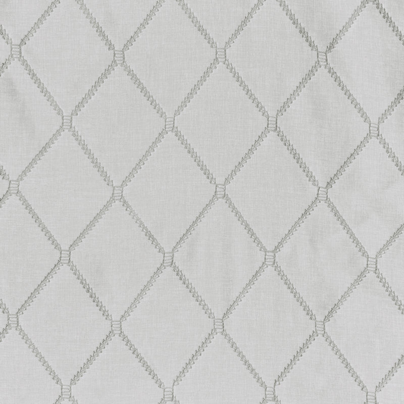 Sill Length White/Grey Embroidered Sheer Waterfall Valance