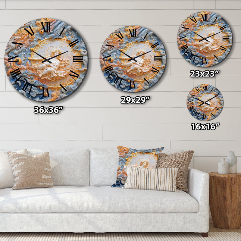 Horloge murale crème en métal, Très grand
