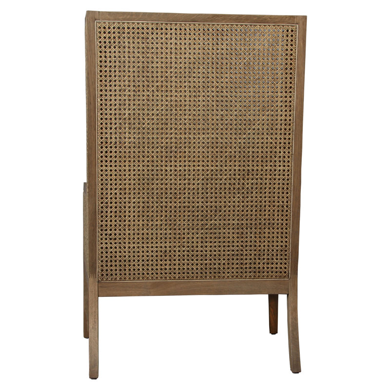 Mack Oak and Rattan Upholstered Occasional Chair