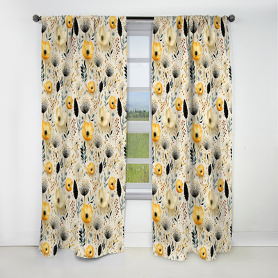 Neutre fleurs beiges à motif Boho I - rideau Boho - rideau occultant abstrait - 1 panneau